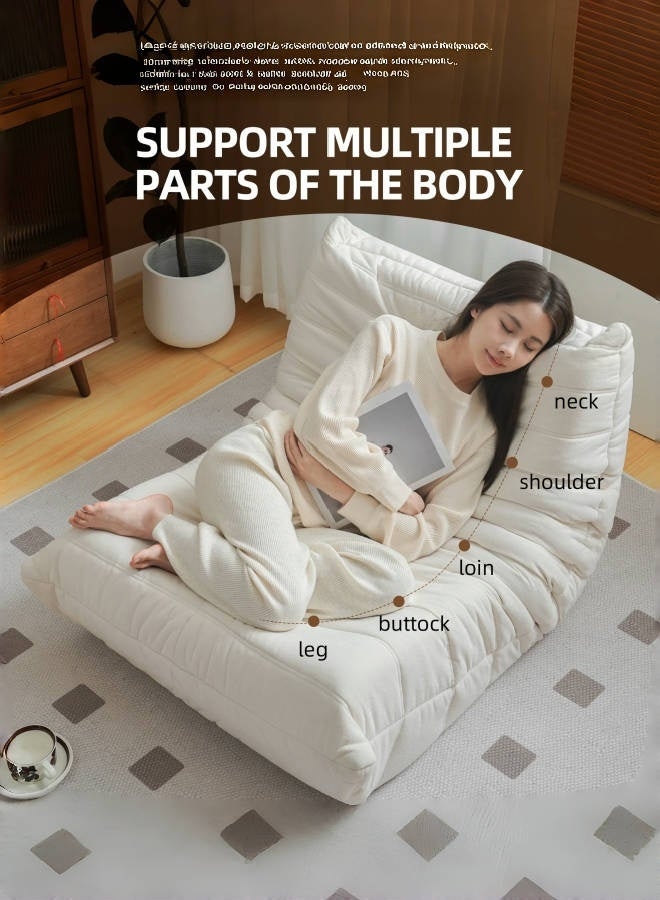 JANTENS Lounge Sofa,Lazy Sofa for Living Room,Caterpillar sofa ,Fabric Leisure Sofa Chair for Relaxation Leisure Sofa in Bedroom or Balcony White - Image 5